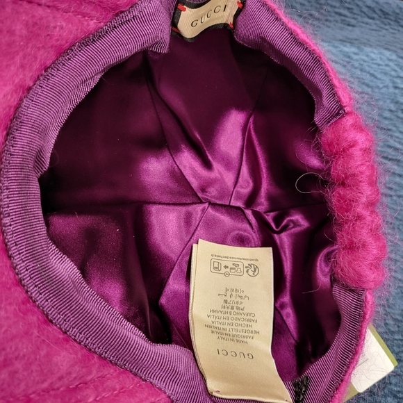 Brand New Authentic Gucci GG  Logo Mohair Pink Fucsia Hat..w/COA !! main image 6
